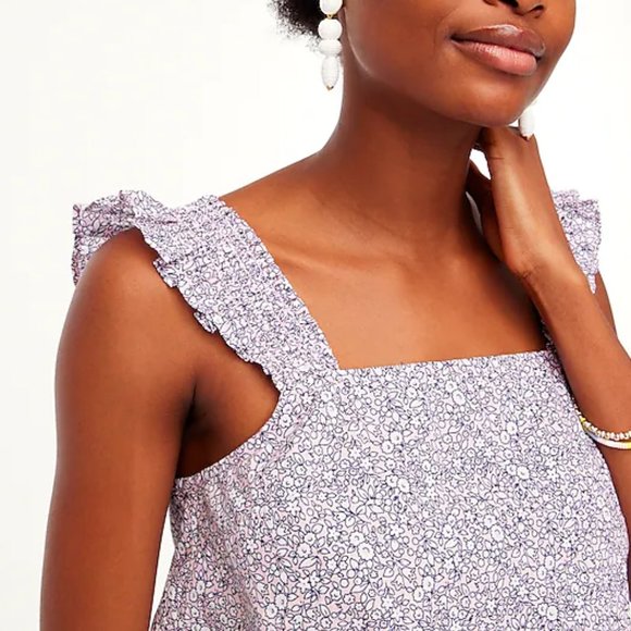 J Crew Smocked ruffle-shoulder tank top Size Medium - Picture 3 of 12